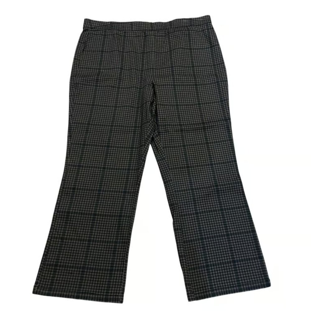 Verssona Women's Plaid Flare Leg Pants XXL Modern Pull-On Comfortable